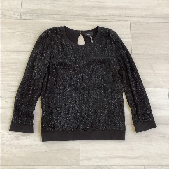MLV Tops - MLV Women’s Rhinestone Long Sleeve Blouse Black Size M Sparkle Party Top